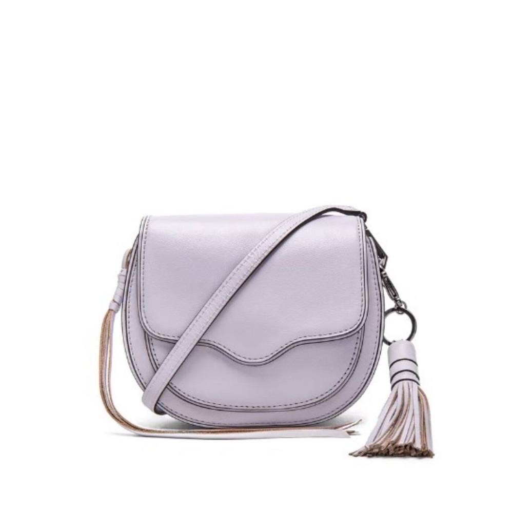 LIKE NEW REBECCA MINKOFF SUKI LEATHER FLAP OVER TOP CROSSBODY BAG IN IRIS PURPLE